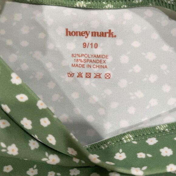 Honey Mark Girl Green Floral Long Sleeve Rash Guard Swim Top 9/10 Sun Protection - Picture 2 of 5